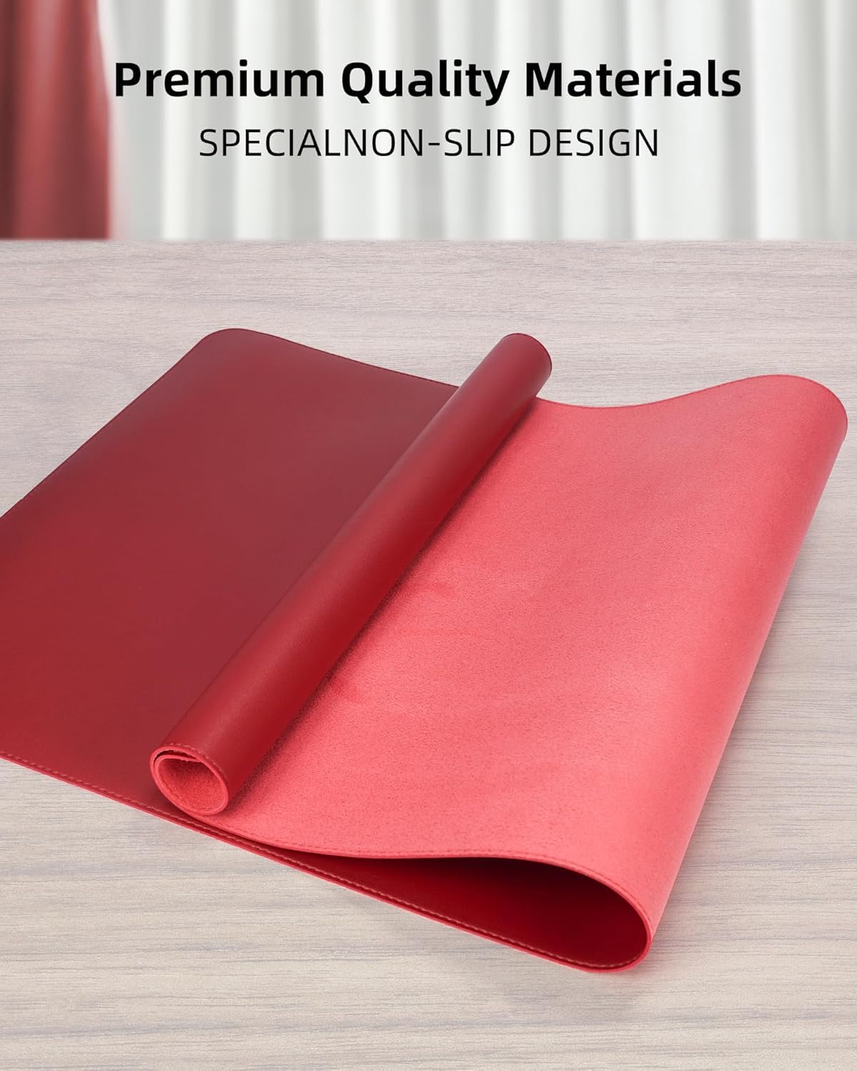 AFIING Large Desk Mat 55" x 24" - PU Leather Desk Pad Protector, Waterproof Non-Slip Extended Mouse
