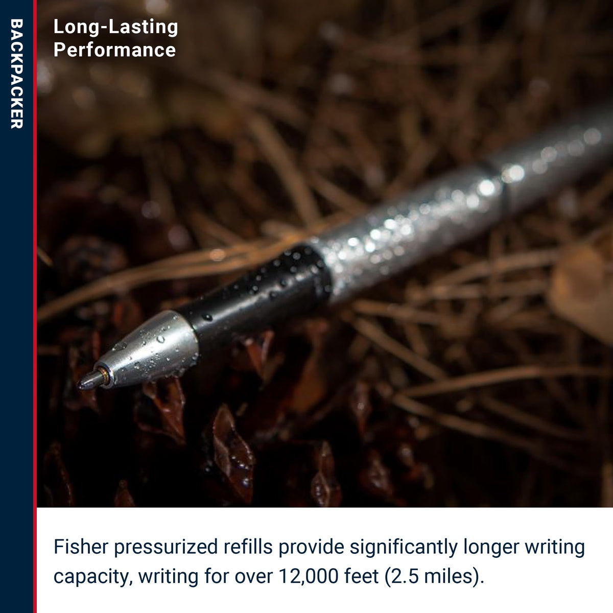 Fisher Space Pen Chrome Backpacker Pressurized Ballpoint Pen, Gift Box