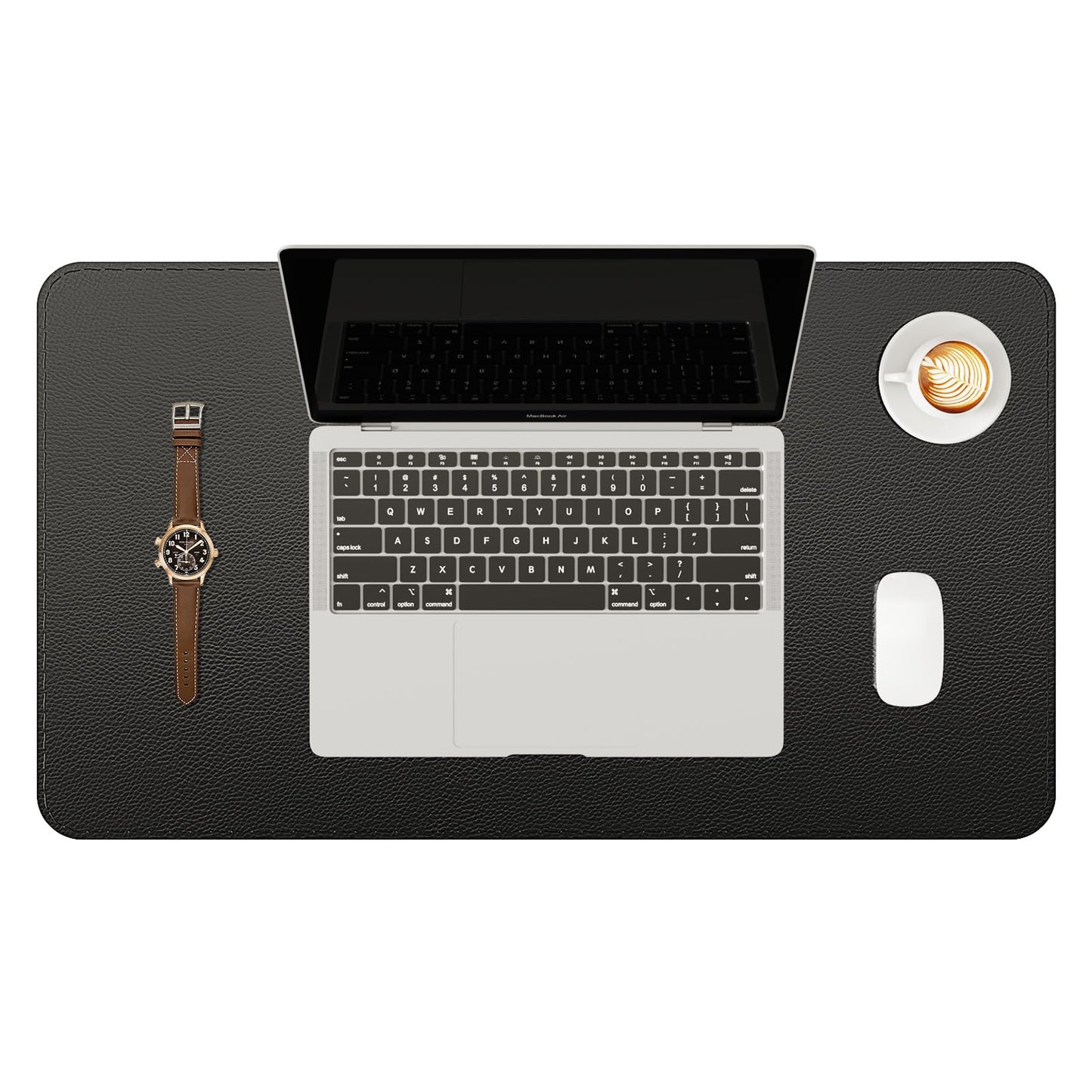 YSAGi Genuine Leather Desk Mat, 23.6"x13.8" Office Desk Pad, Thick Desk Pad Mat with Stitched Line