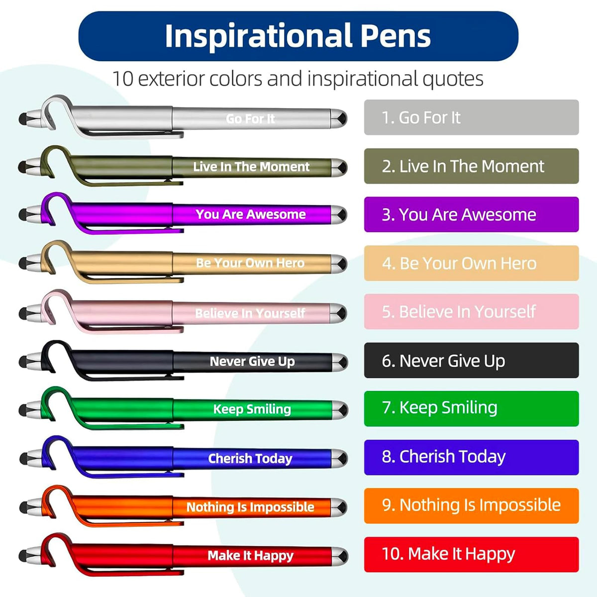 100 Pcs Inspirational Pens Batch, Motivational Ballpoint Pen with Writing Touch Screen And Mobile