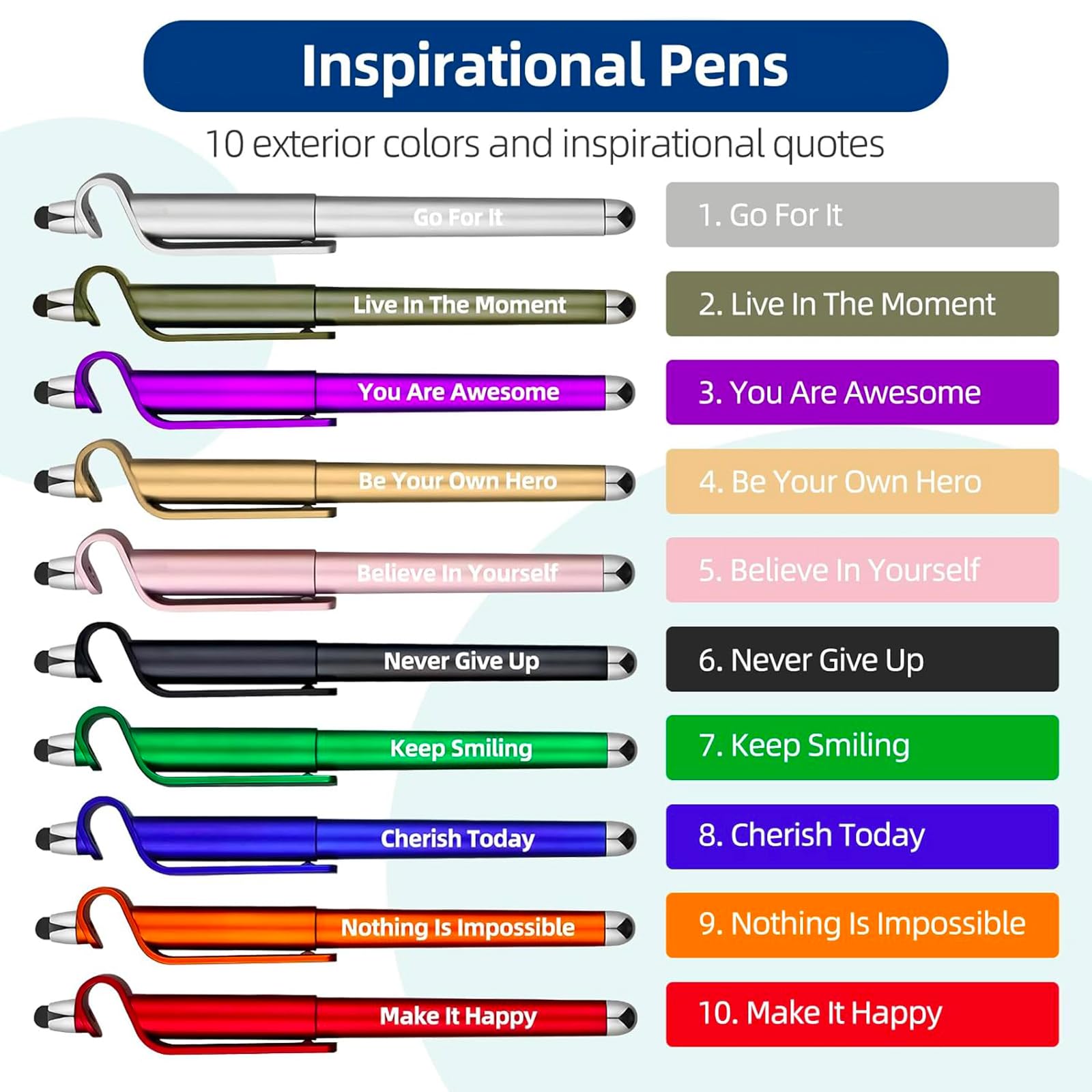 100 Pcs Inspirational Pens Batch, Motivational Ballpoint Pen with Writing Touch Screen And Mobile