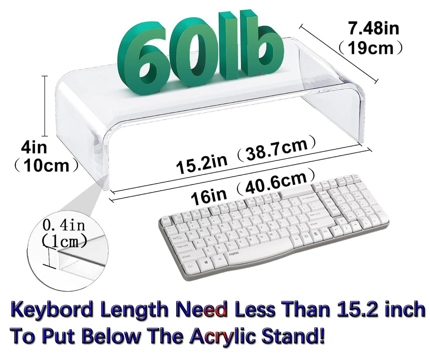 VAOLLO Clear Monitor Stand Riser, Computer Monitor Stand/Acrylic Monitor Riser for Home Office