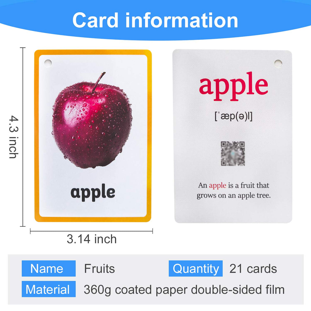 Fruits/Vegetable/Foods/Food Quantities Flash Cards English Flash Cards Pocket Card Learning Toys