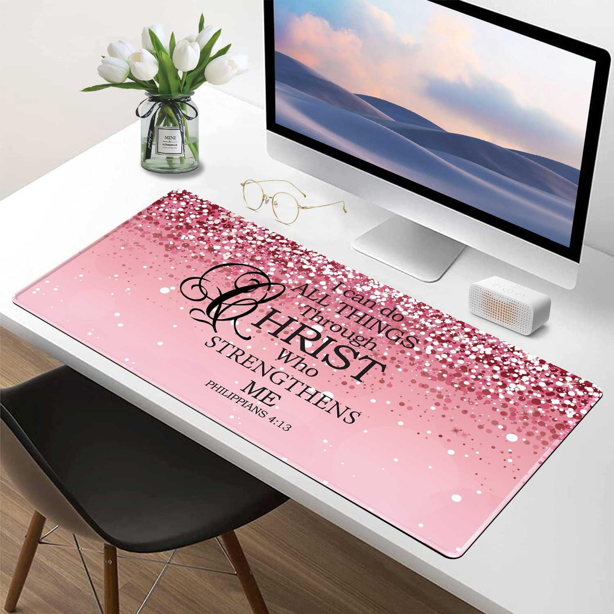 Large Desk Mat Extended Mouse Pad, Pink Cute Mousepad Desk Pad,Waterproof Durable Non-Slip Rubber