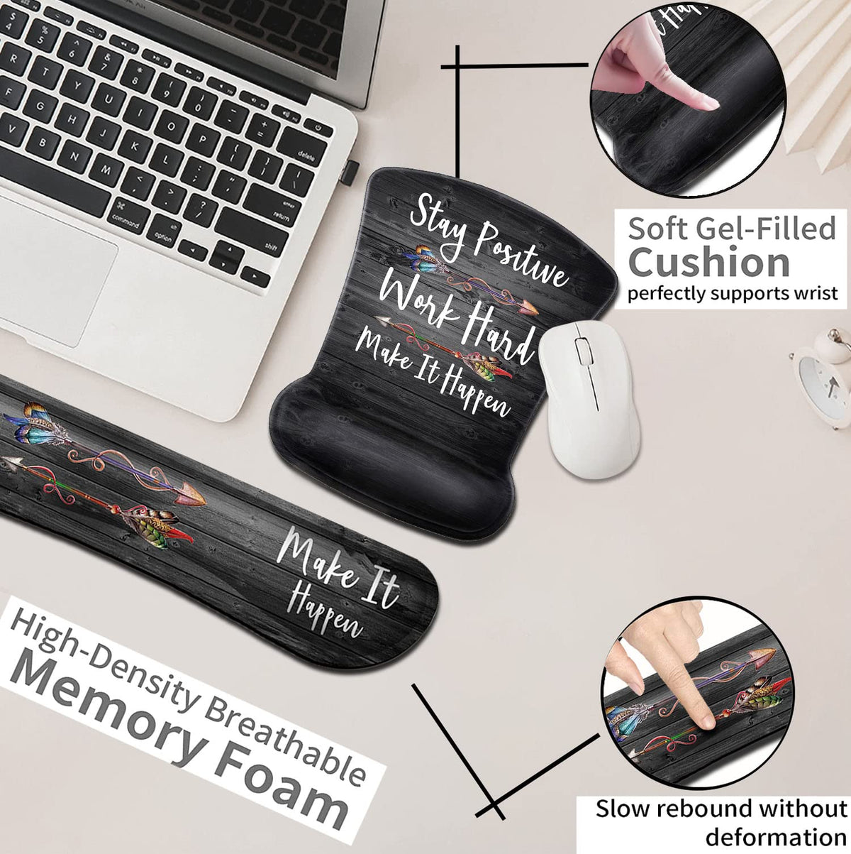 Ergonomic Mouse Pad with Gel Wrist Rest Support,Non-Slip PU Base for Computer Laptop Home Office