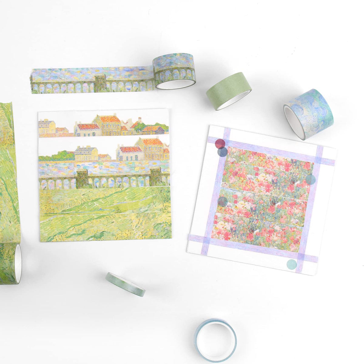 Dizdkizd Floral Green Washi Tape Set, 20 Rolls Cute Seasonal Masking Tape Aesthetic Journaling