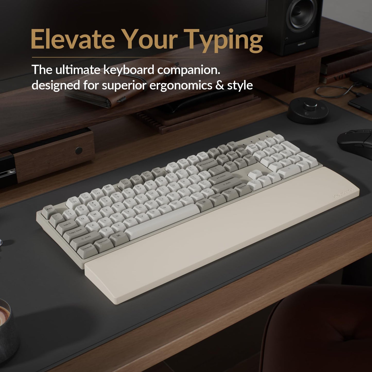 Keychron Retro Cream Silicone Wrist & Palm Rest, 17.6" Full Size for K10 Pro / K10 Max / Q6 / Q6