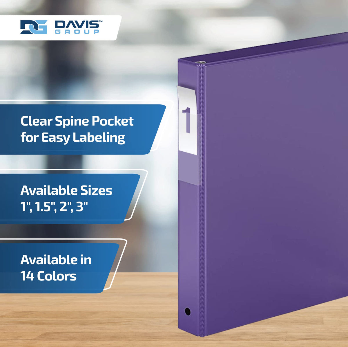 Premium Economy 3-Ring Binder, Spine Label, 1" Round Rings, Purple, 6 Pack