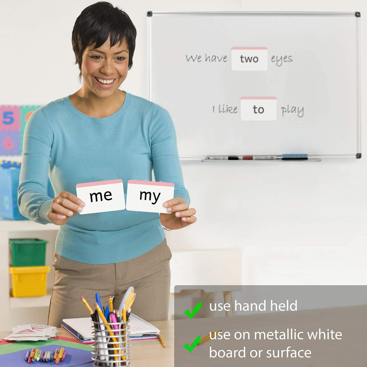 Attractivia Pre-K Sight Words Magnetic Flash Cards(Pre-Kindergarten) - 40 Sturdy Large Dolch Cards