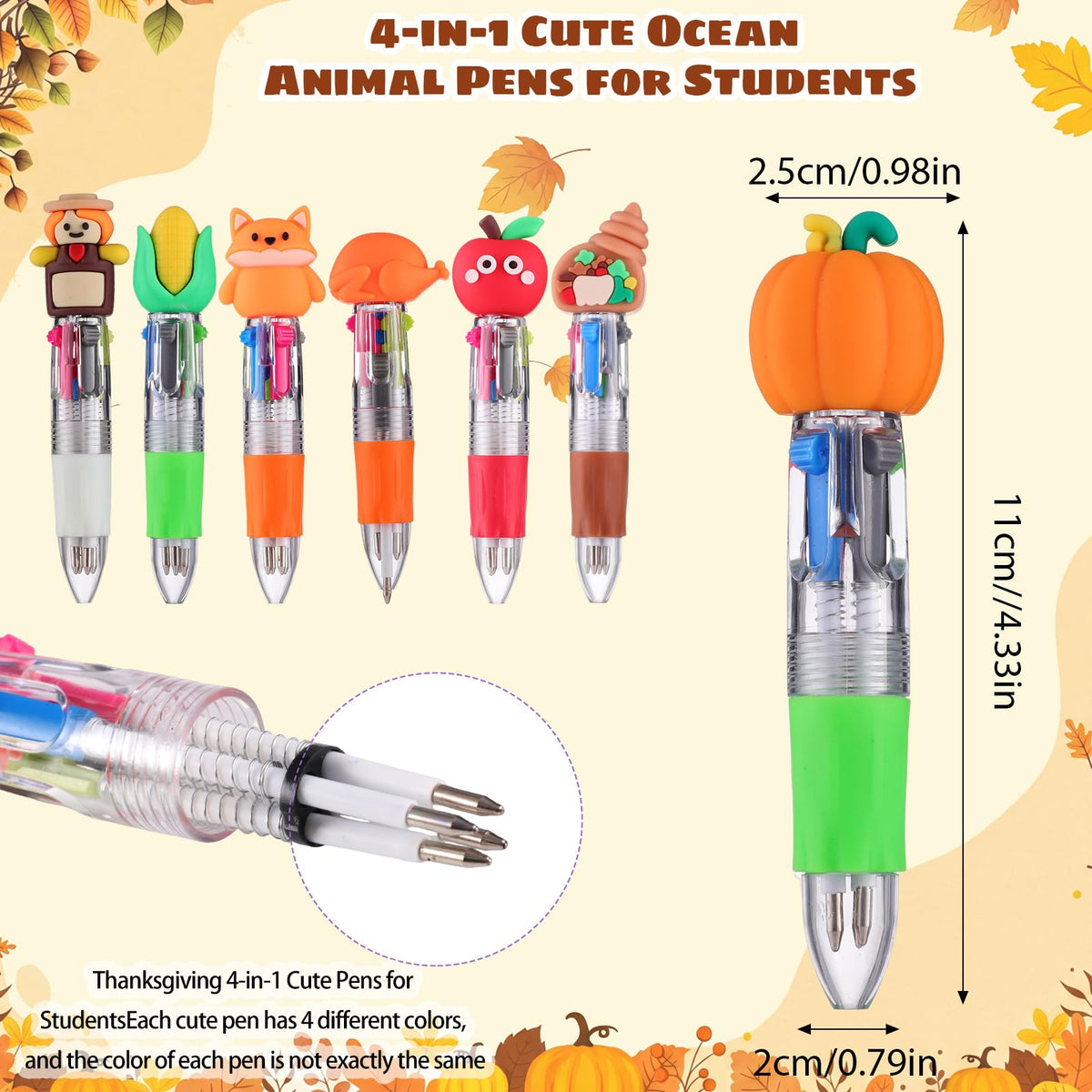 BESARME 48 Packs Multicolor Pen in One Ballpoint Pens Bulk for Birthday Children's Party Classroom