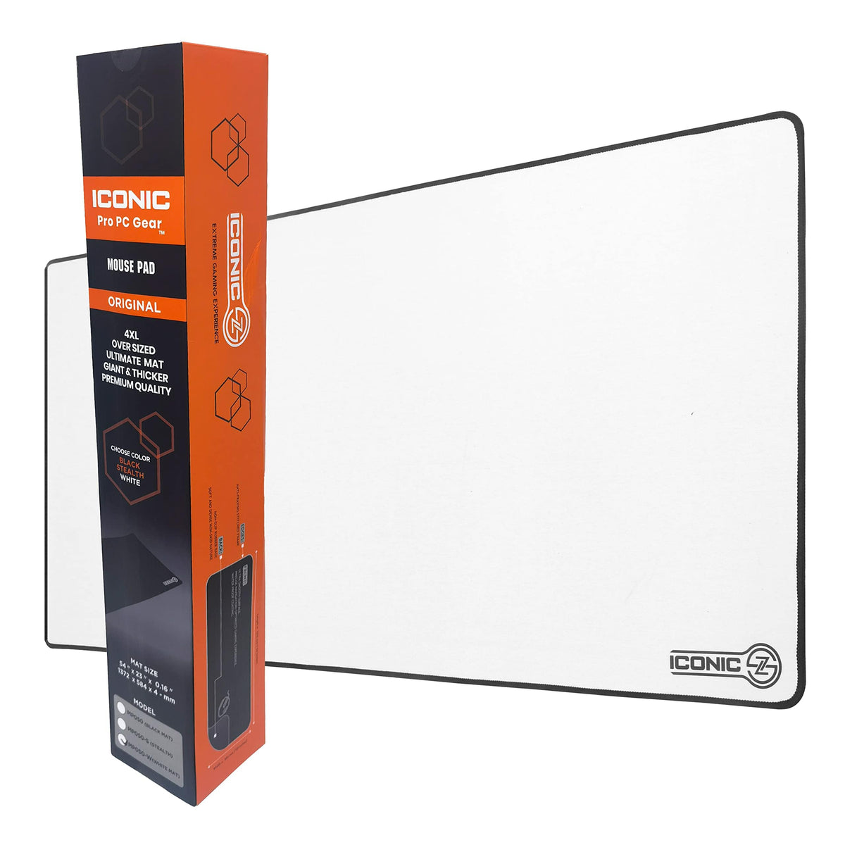 ICONIC - PRO PC GEAR XXL Extended Gaming Mouse Pad/Mat 40"x18"(White) - Large & Wide Desk Cloth