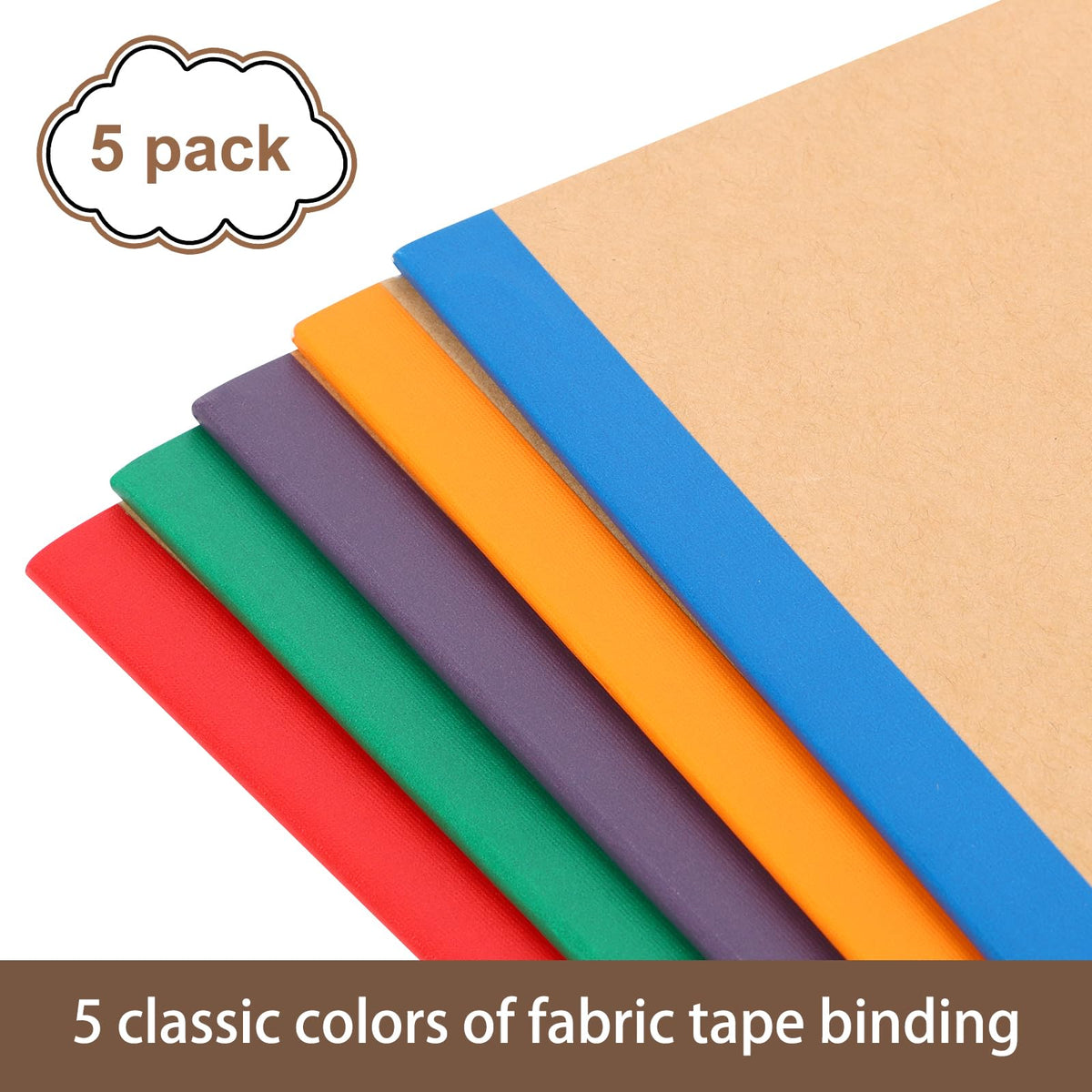 EOOUT 5 Pack A5 Composition Notebook, Kraft Lined Journal Bulk with Rainbow Spine, 5 Colors, 60