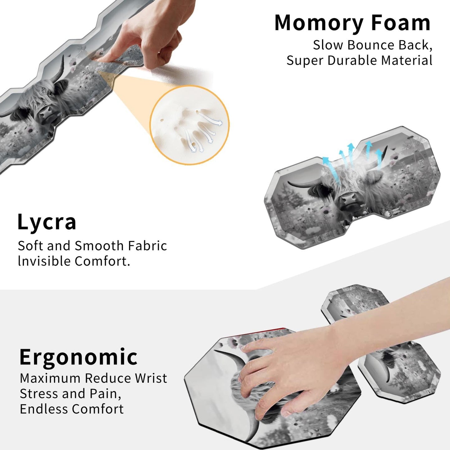Ergonomic Mouse Pad with Wrist Support Gel and Keyboard Wrist Rest Set + Coaster, Cute Mouse Pads