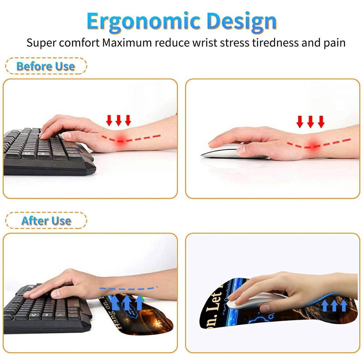 3-in-1 Ergonomic Memory Foam Keyboard Wrist Rest Pad Set, Raccoon