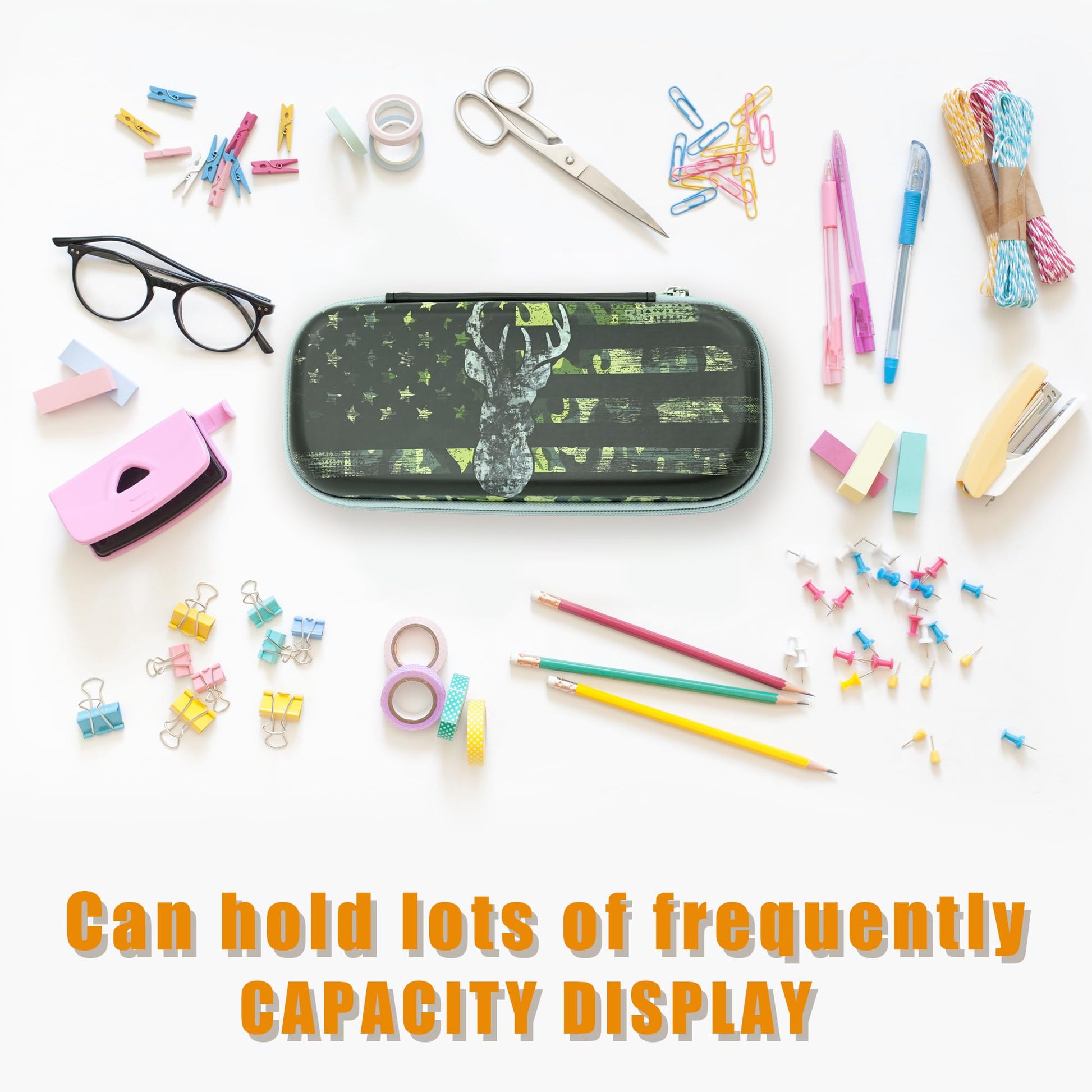 WtallasiSei Camo Hunting Deer Pencil Box Zip Pencil Case for Boys Girls School Organizer Pencil Bag
