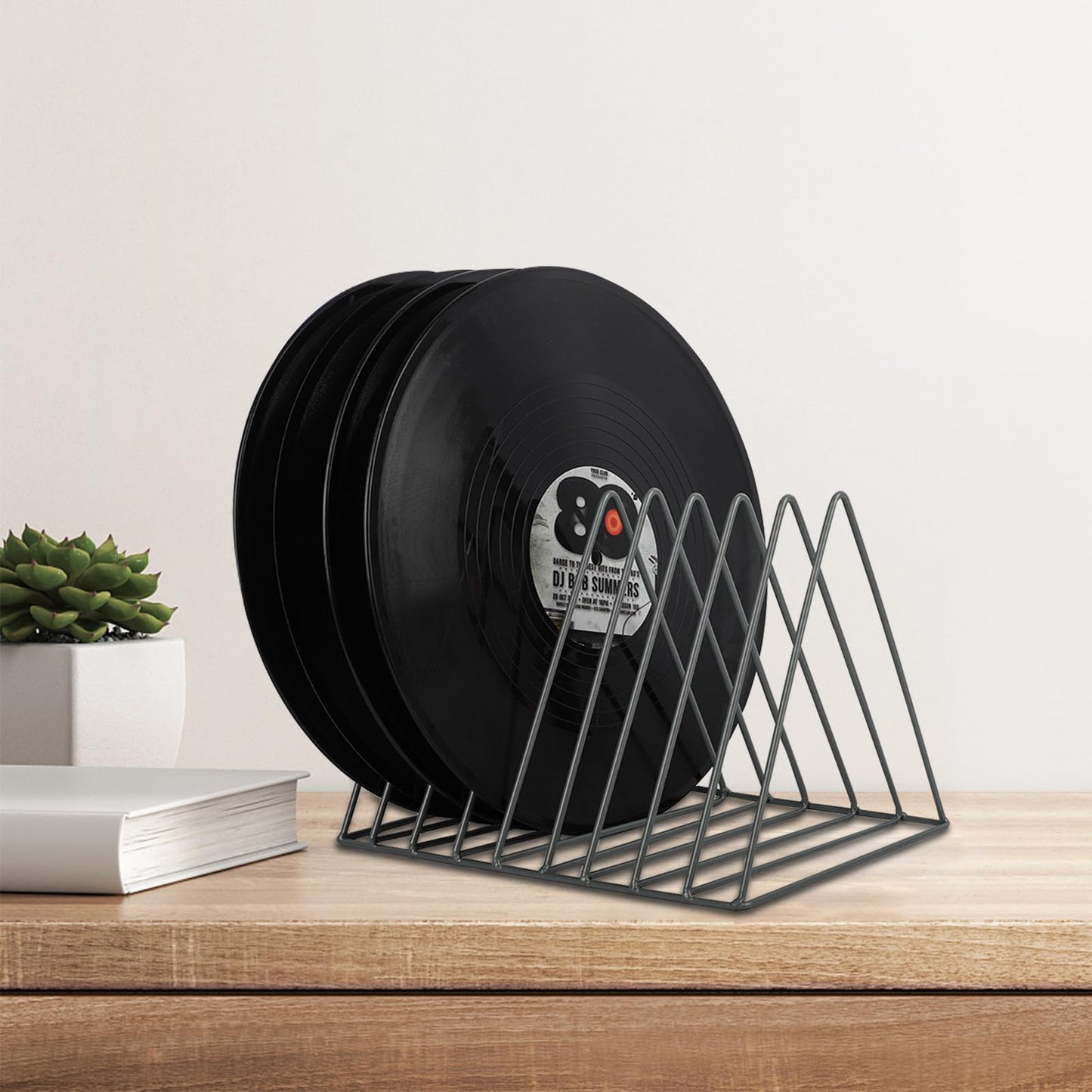 EASEPRES Vinyl Record Holder Storage, 9 Slot Metal Magazine Book Album Display Rack, Stylish