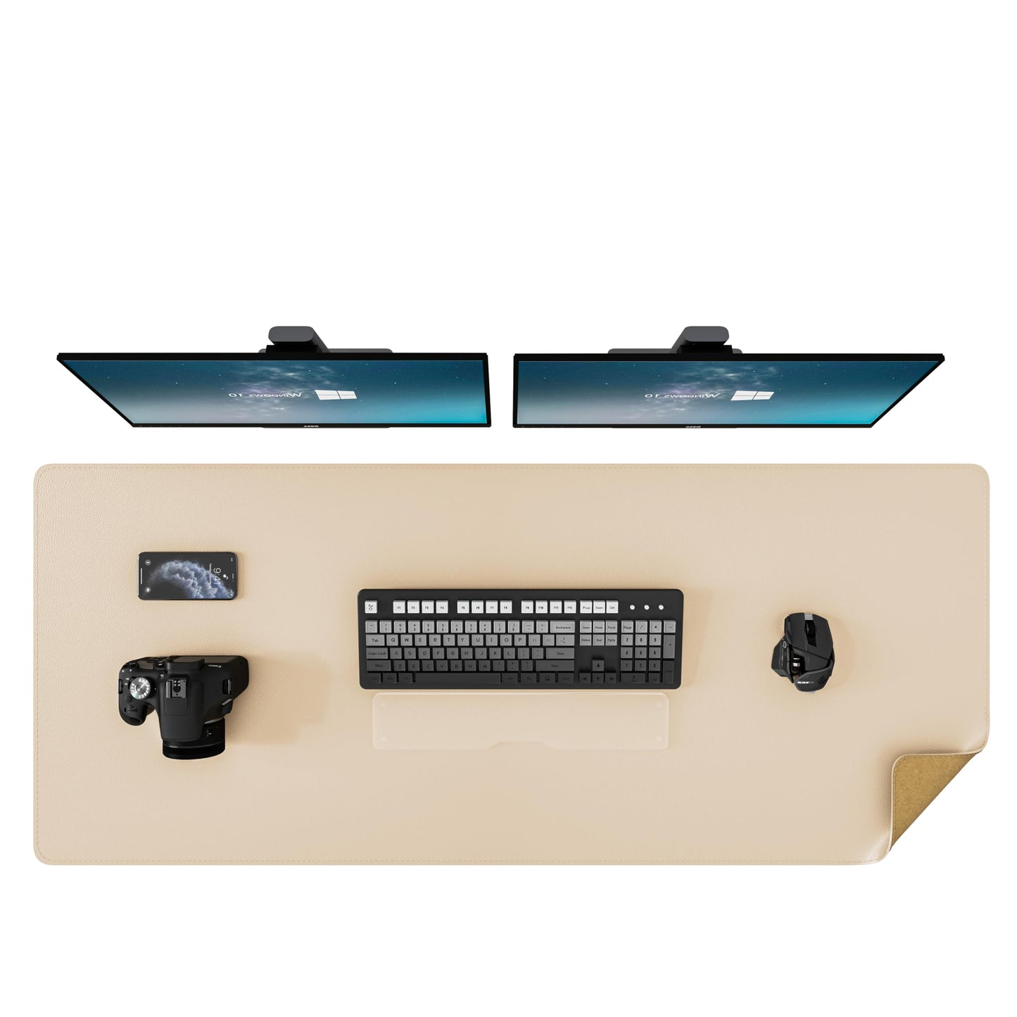 DAWNTREES Dual Sided Desk Mat,Leather Desk Pad,47.2''x15.8'',Cork Desk Mat Protector,with PU