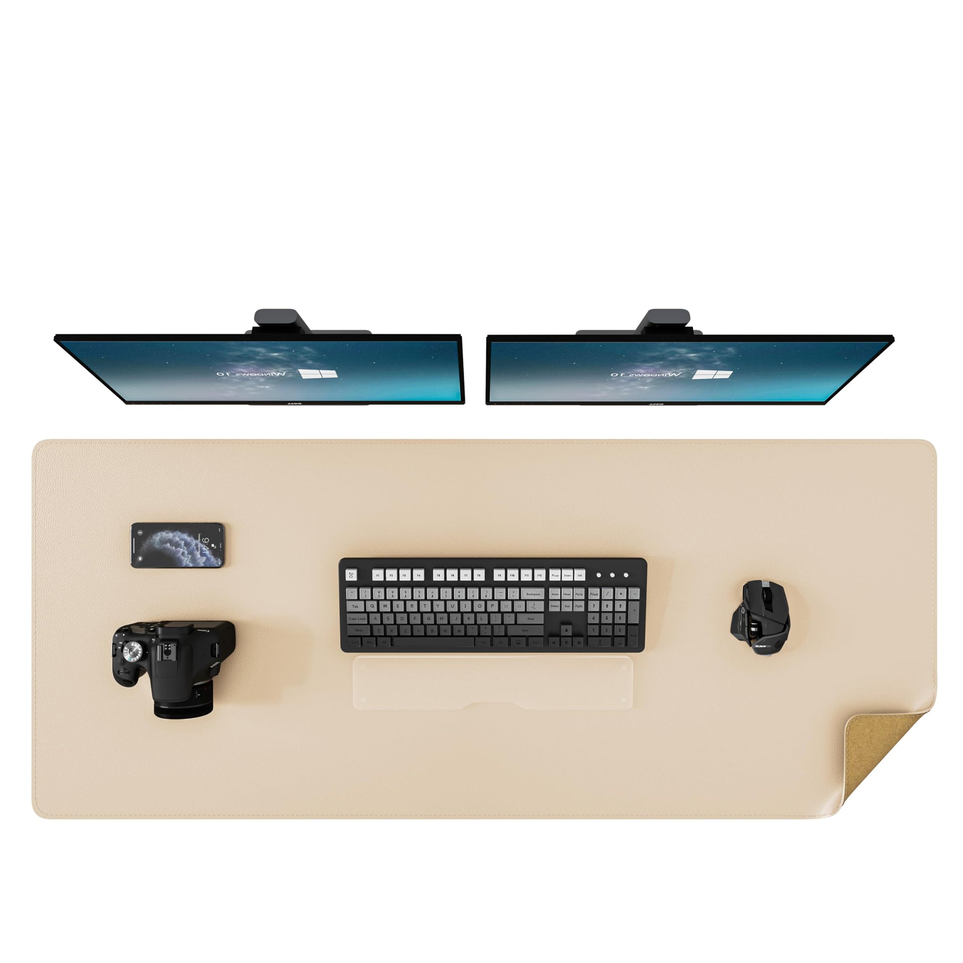 DAWNTREES Dual Sided Desk Mat,Leather Desk Pad,47.2''x15.8'',Cork Desk Mat Protector,with PU