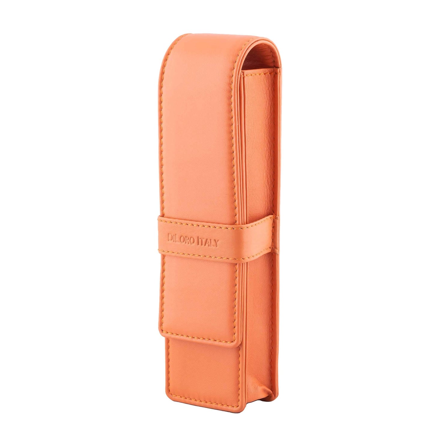 DiLoro Leather Double Pen Case Pencil Pouch Holder for Two Fountain Ballpoint Rollerball Pens and