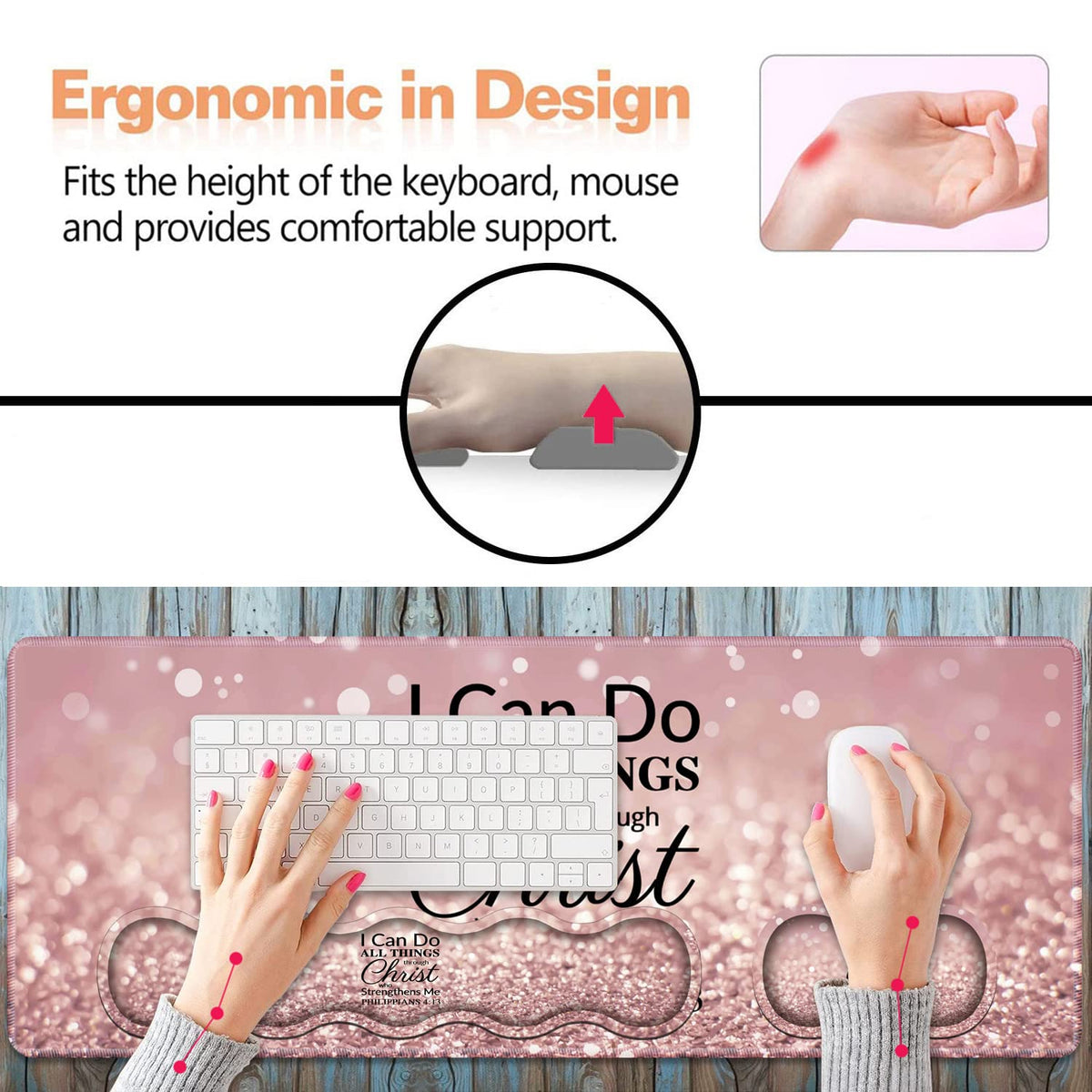 Ergonomic Keyboard Wrist Rest & Mouse Pad Wrist Rest Set,Large XXL Gaming Desk Mat 31.5"x 11.8"