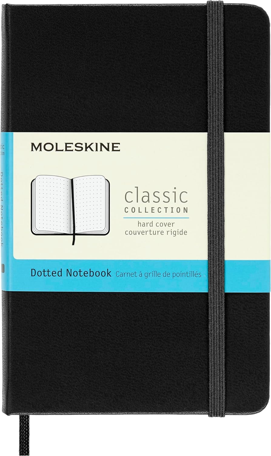 Moleskine Classic Collection Hard Cover Notebook, 1-Subject, Dotted Rule, Black Cover, 5.5 x 3.5