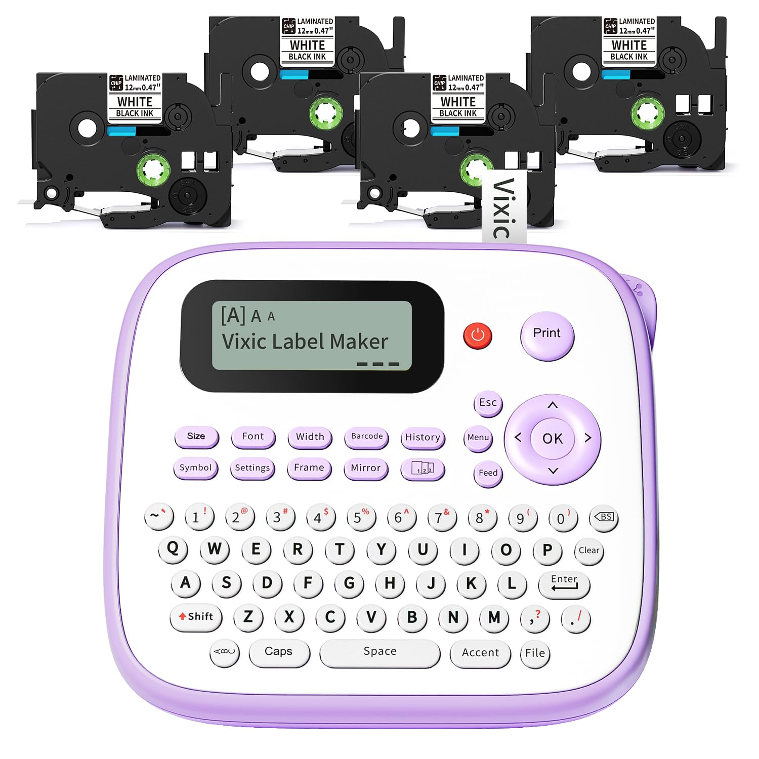 Vixic Label Maker Machine with Tapes, D210S Label Maker with Keyboard