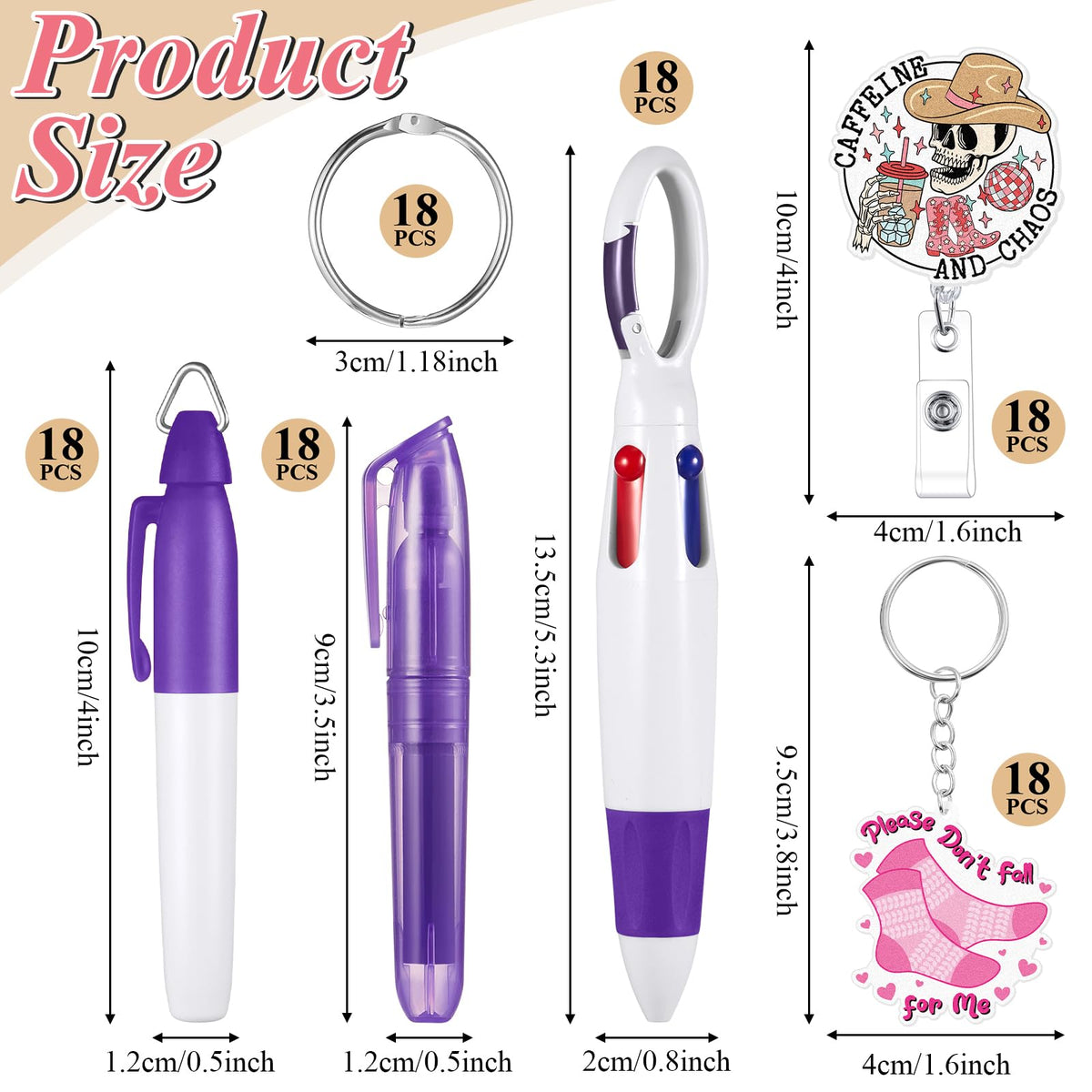 Henoyso 108 Pcs Nurse Badge Reel with Mini Highlighter Pens 2026 Cna Nursing Week Gifts Bulk