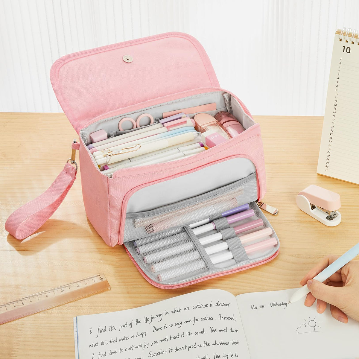 Sooez Super Large Pencil Case, Big Capacity Pencil Bag with 3 Compartments