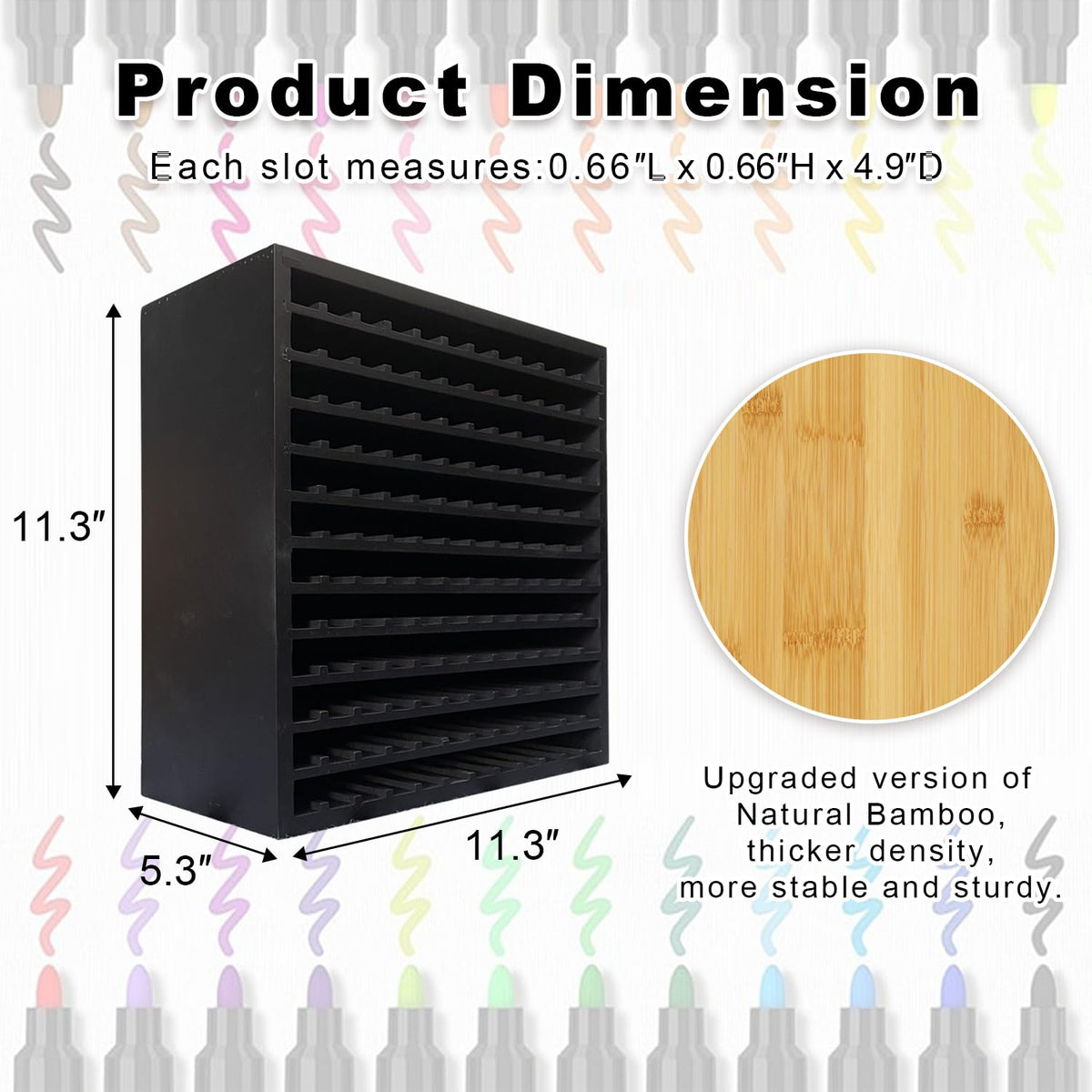 MinBoo Bamboo Marker Organizer Wooden Art Supply Storage Organizer Rack Art Markers Pens Colored
