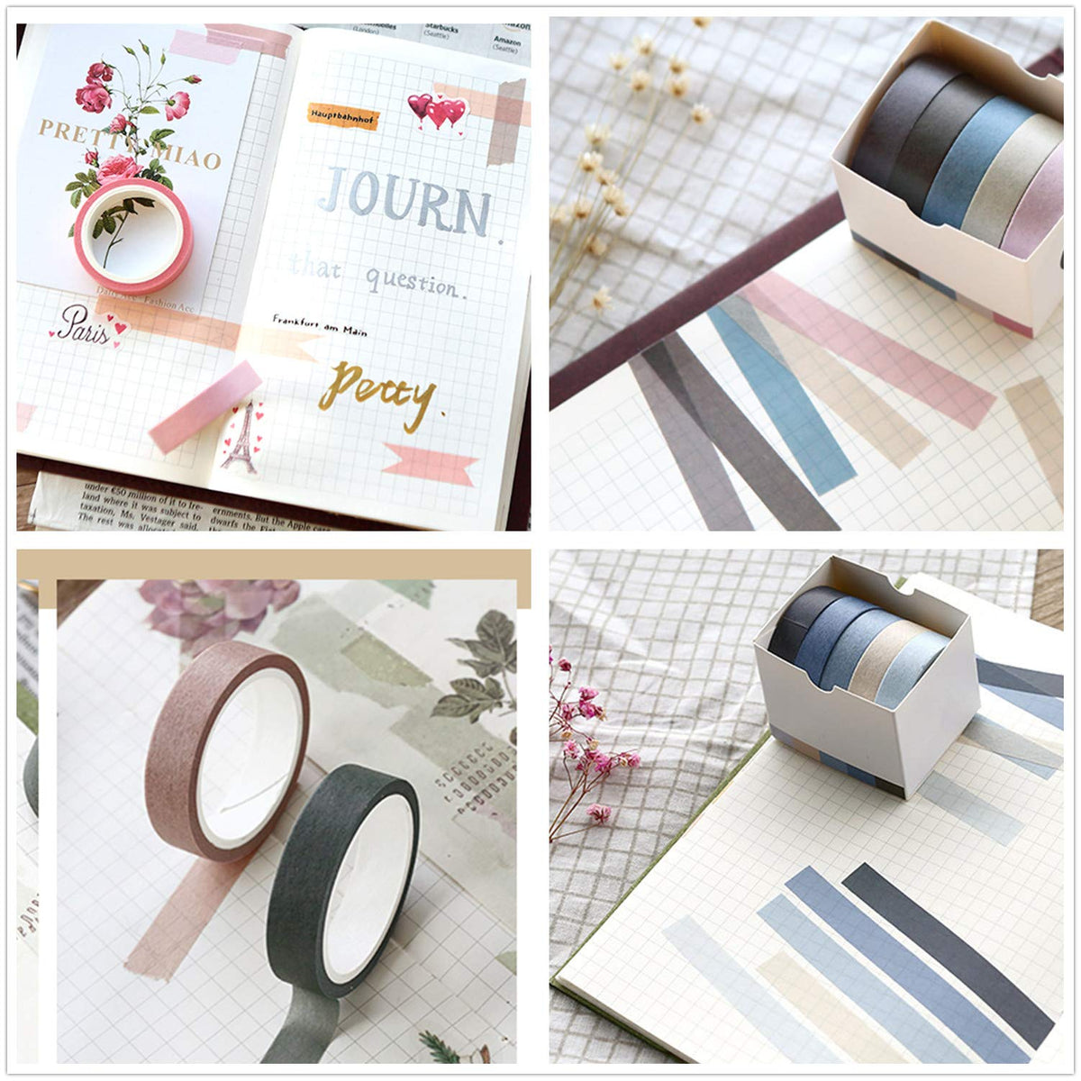 VIVIQUEN 30 Rolls Washi Tape Set Colored Masking Tape Pack Decorative Thin Tapes Children and Gifts