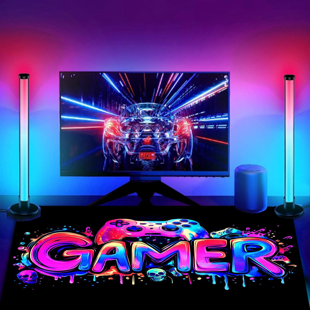SparkLia Gamer Gaming Mouse Pad, Blacklight Game Controller Horror Skull Waterproof Large Mouse