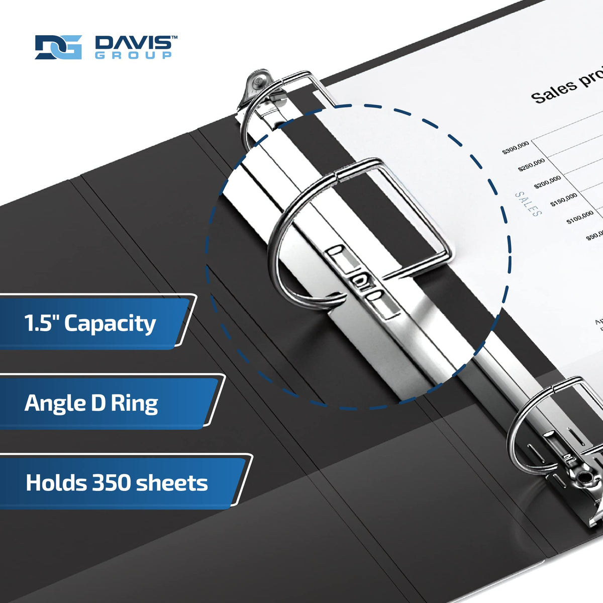 Premium Economy 3-Ring Binder, Spine Label, 1.5" D Rings, Black, 6 Pack
