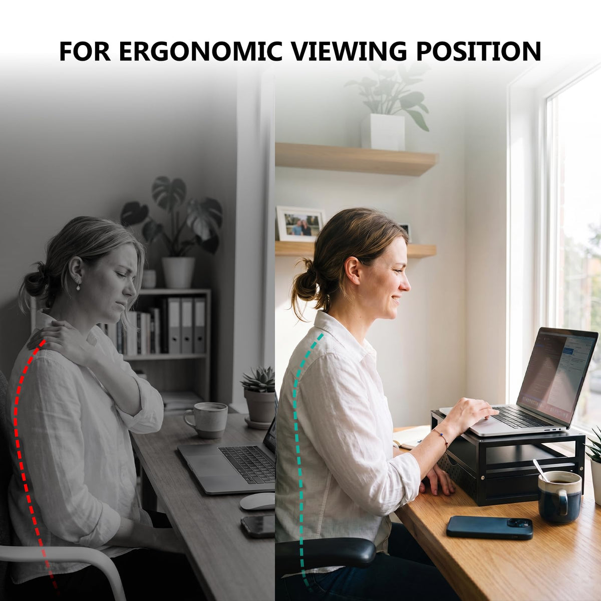 WALI Computer Monitor Stand with Drawer, Laptop Riser with Storage