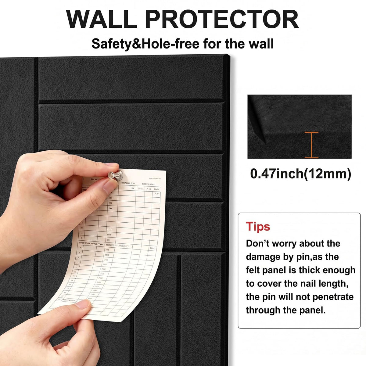 G Gamit 0.47" Thick Felt Wall Tiles 36"x24" Cork Board Alternative 6 Pack 11.81"x11.81"Felt