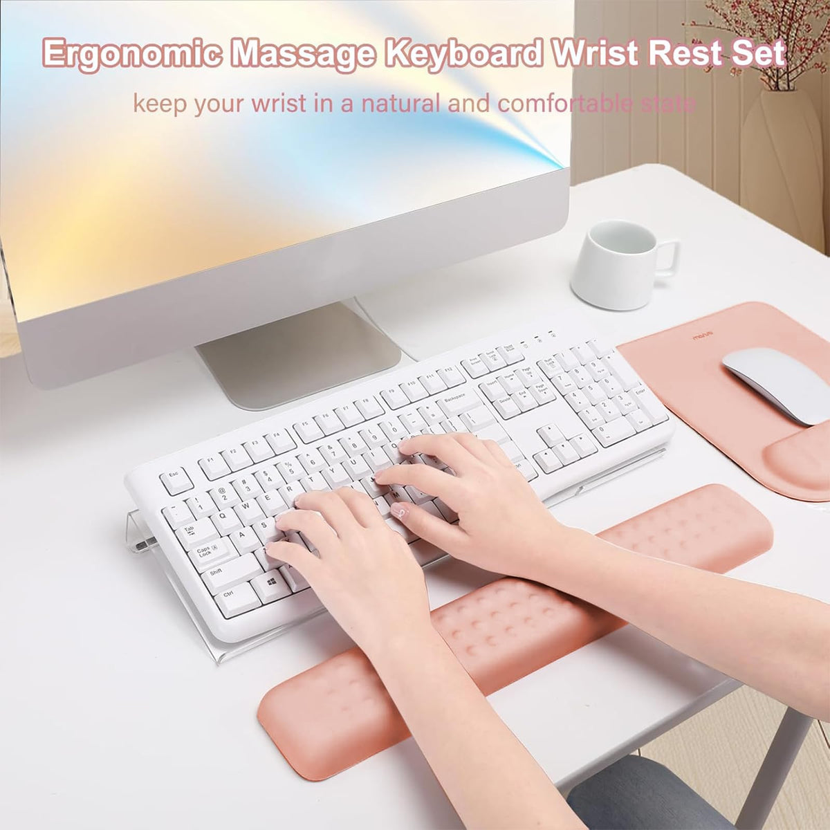 MOSISO Keyboard Stand&Wrist Rest Support for Keyboard &Mouse Pad Set