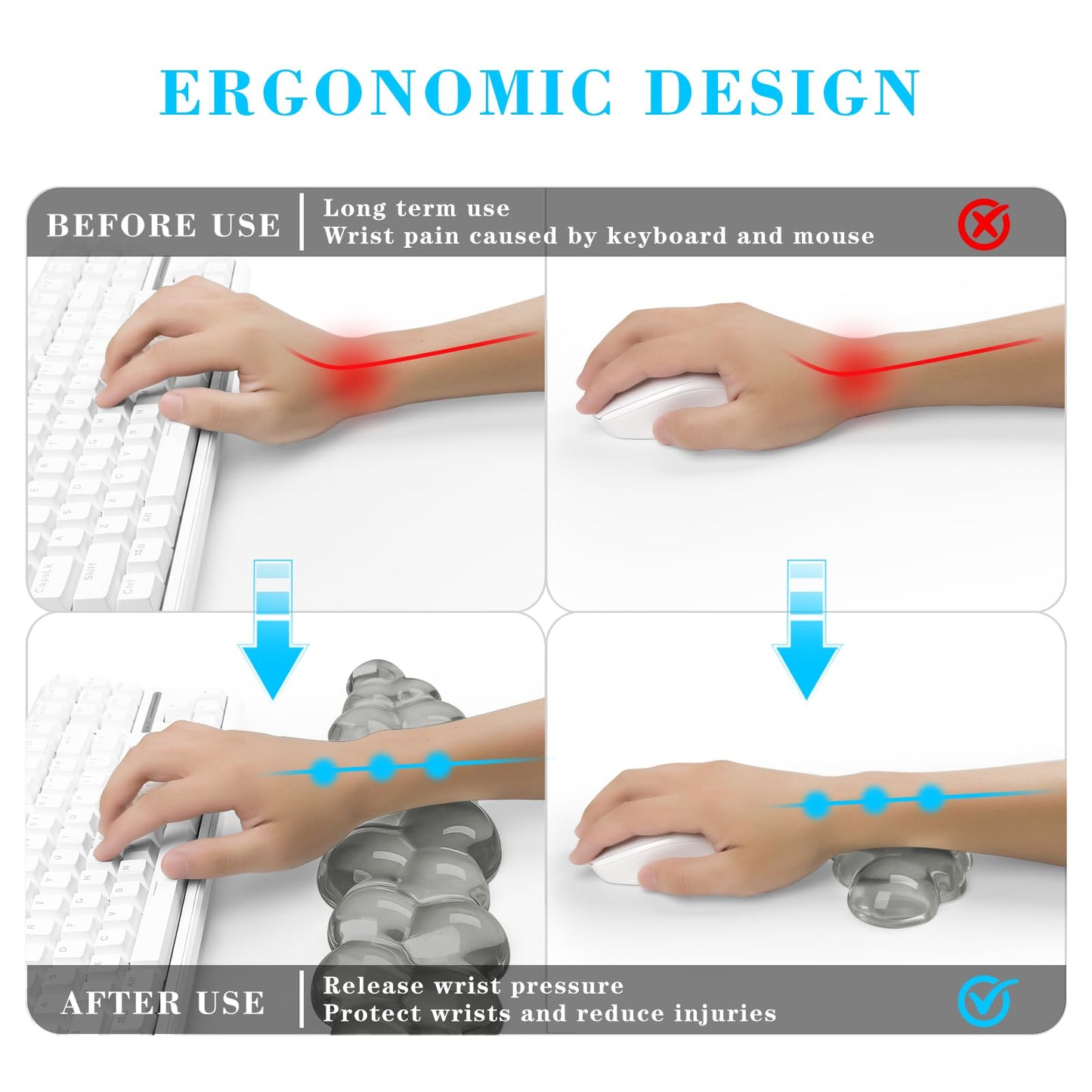 Gel Cloud Keyboard and Mouse Wrist Rest, Cute Wrist Support and Arm Support Keyboard Rest for
