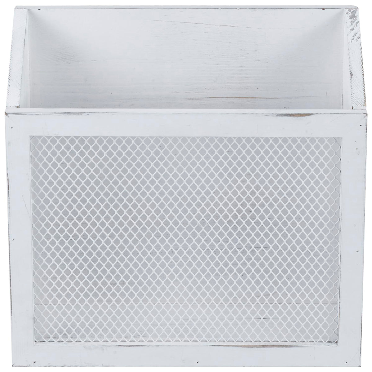 MyGift White Wood Magazine Holder, Chicken Wire Wall Mounted Mail Sorter