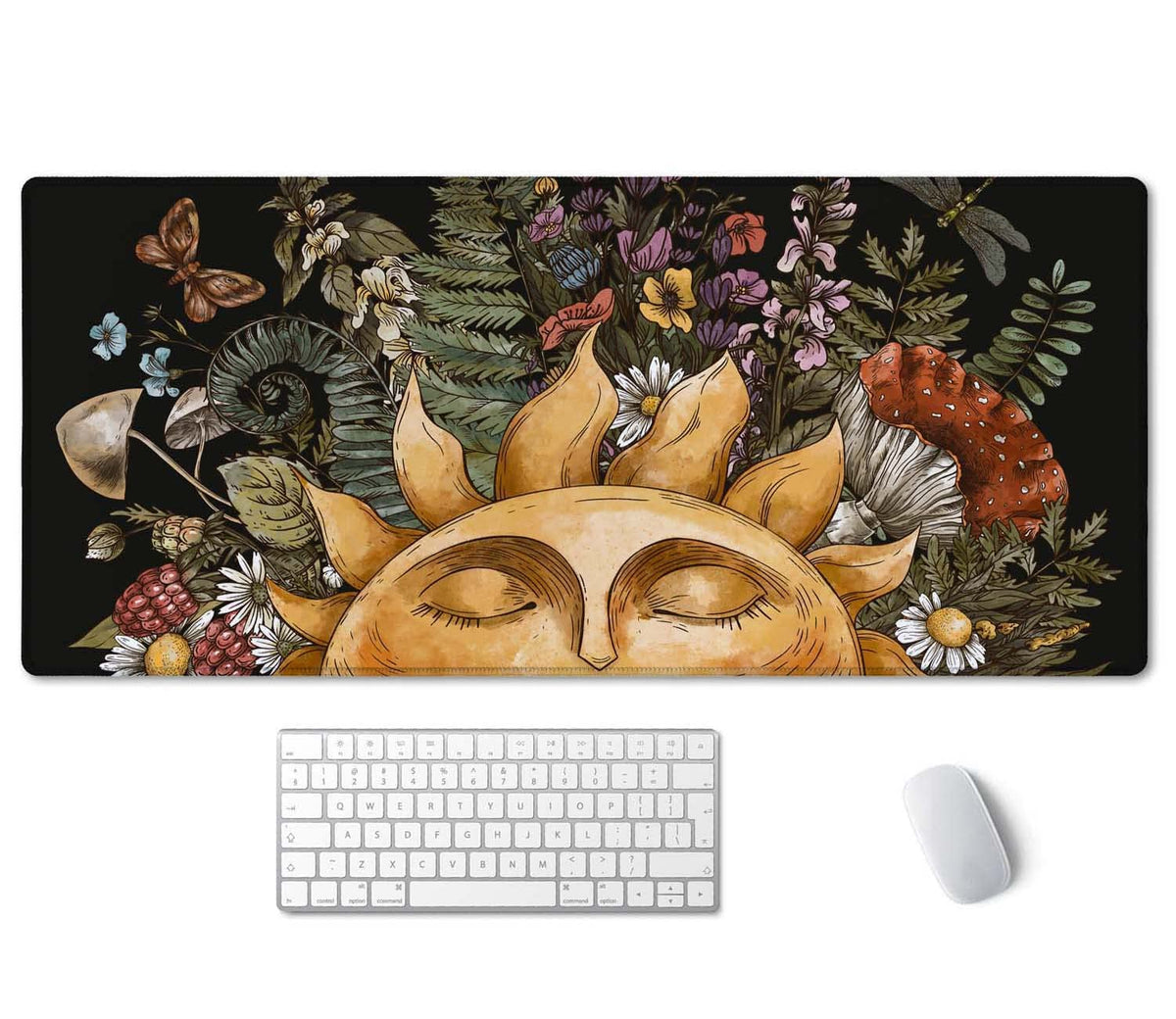SSOIU Vintage Sun with Woodland Treasures, Amanita Mushroom, Fern, Forest Plants Sun Forest