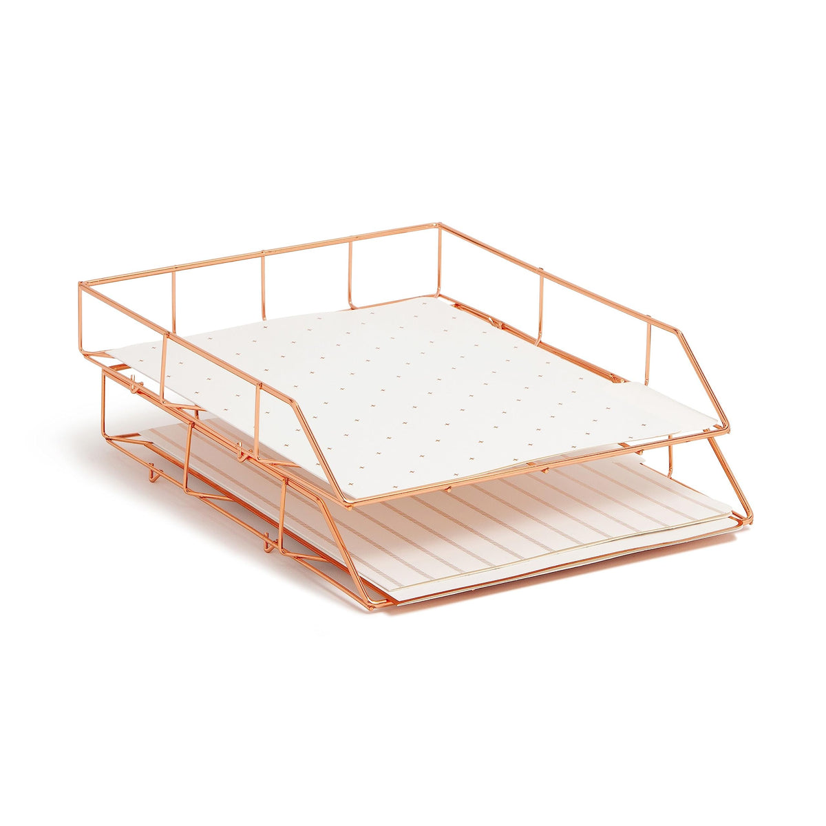 U Brands Desktop Fashion Filing Set, Desktop Organizer, Rose Gold Wire Metal, 10 Piece Office Gift