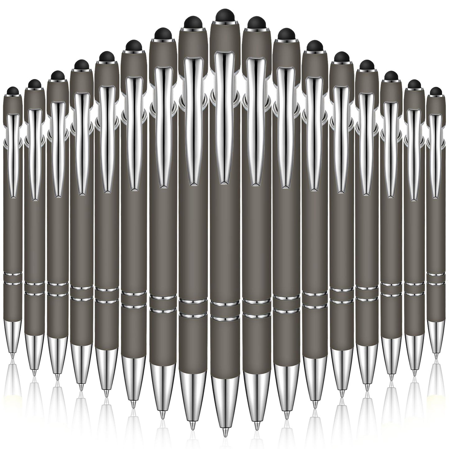 Zonon 38 Pcs Stylus Ballpoint Pens, Metal Rubberized Grip, Gray