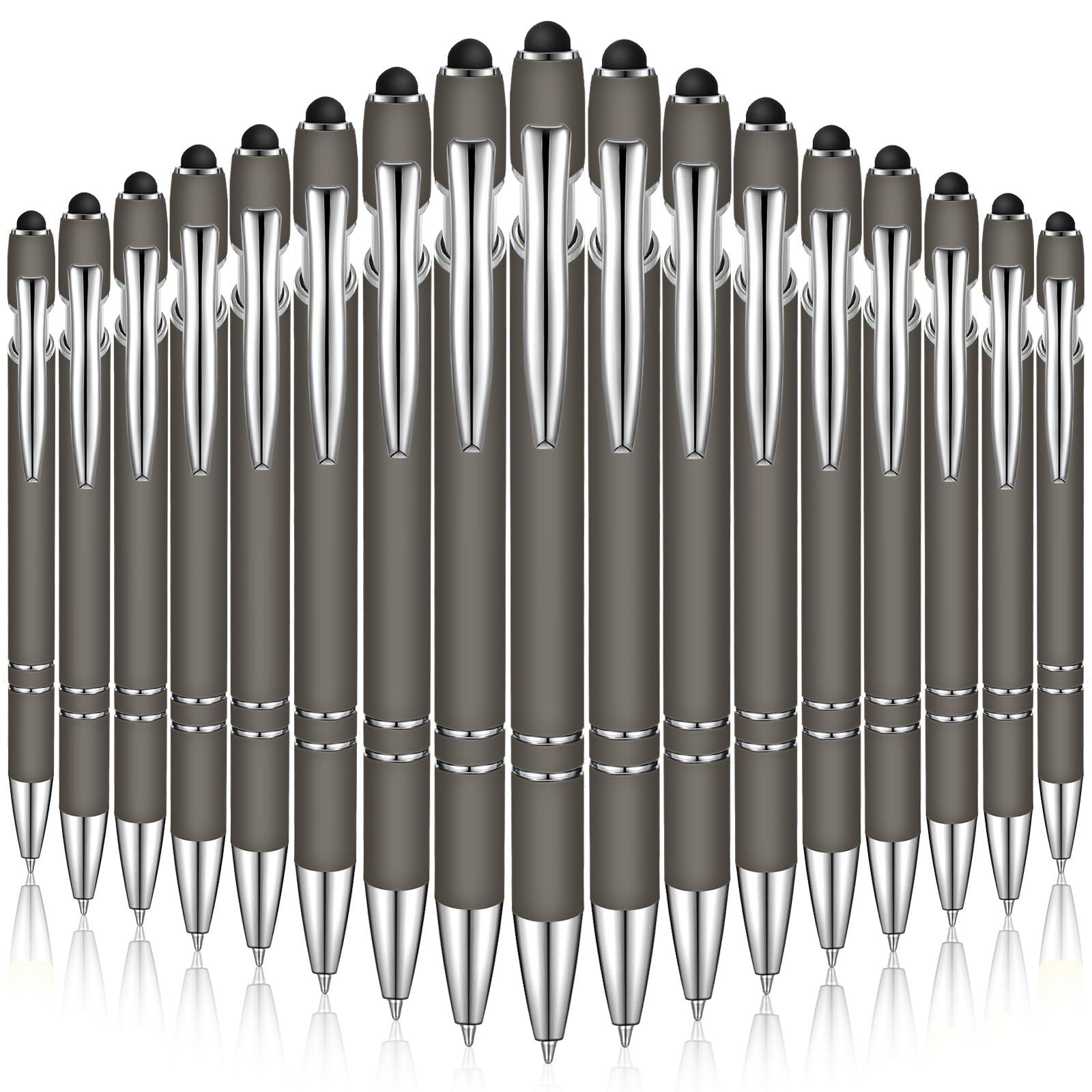 Zonon 38 Pcs Stylus Ballpoint Pens, Metal Rubberized Grip, Gray