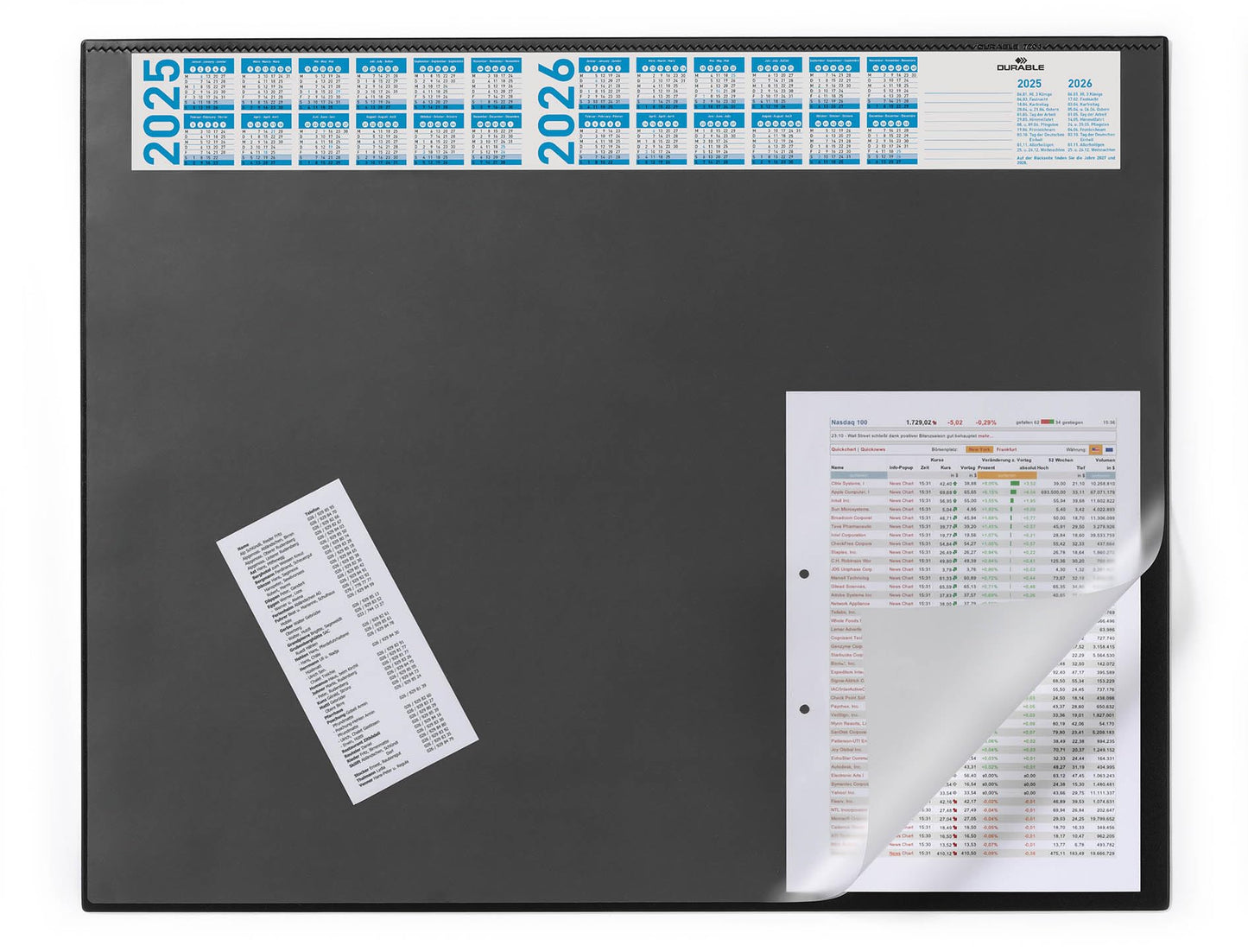 Durable Desk Mat with Annual Calendar, 65 x 52cm, Dark Blue