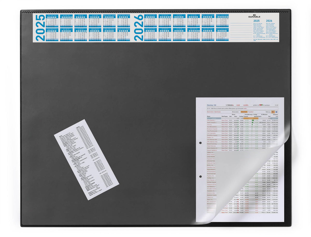 Durable Desk Mat with Annual Calendar, 65 x 52cm, Dark Blue