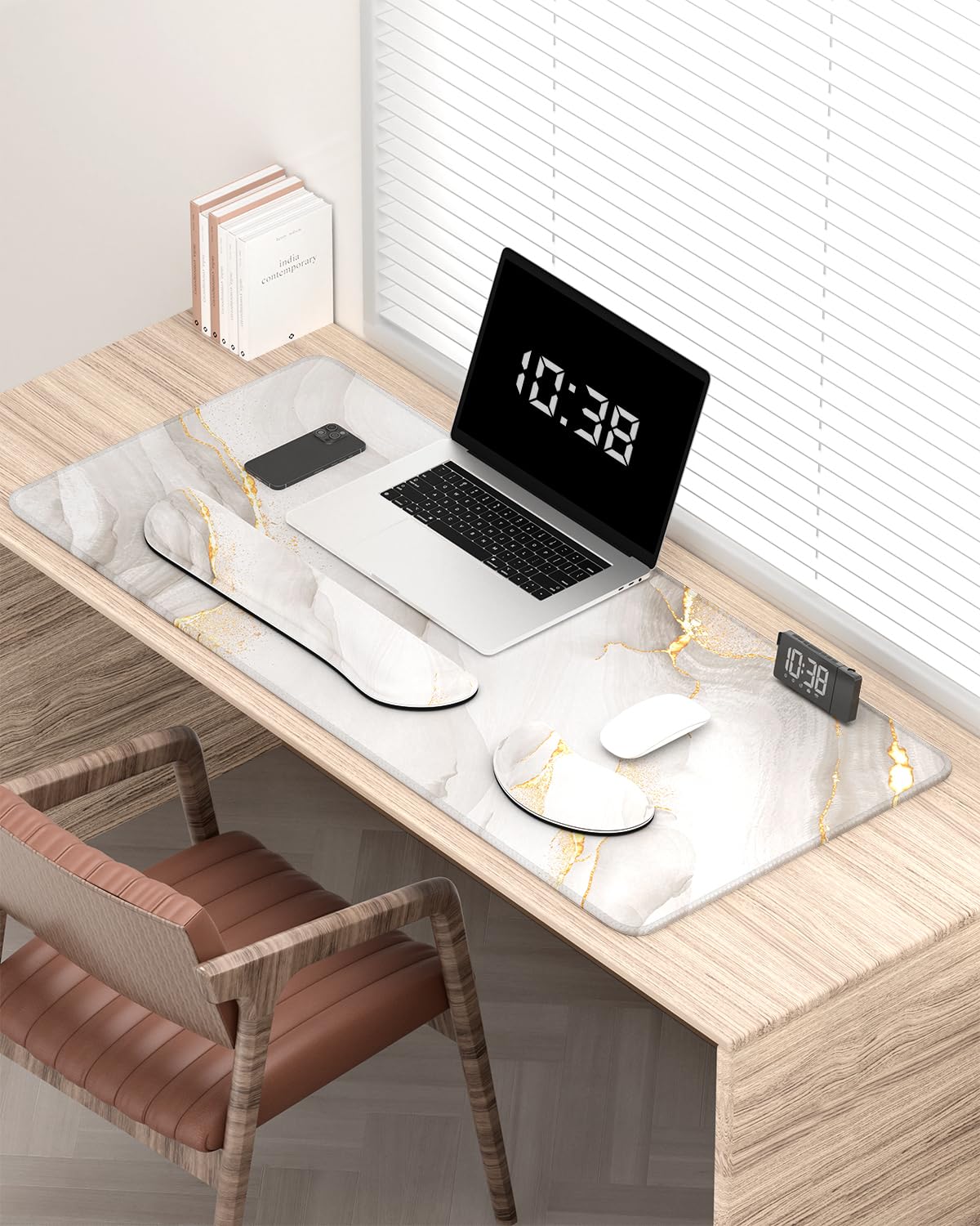 Auhoahsil Large Mouse Pad with Wrist Rests for Keyboard & Mouse, Thick Soft Ergonomic Memory Foam