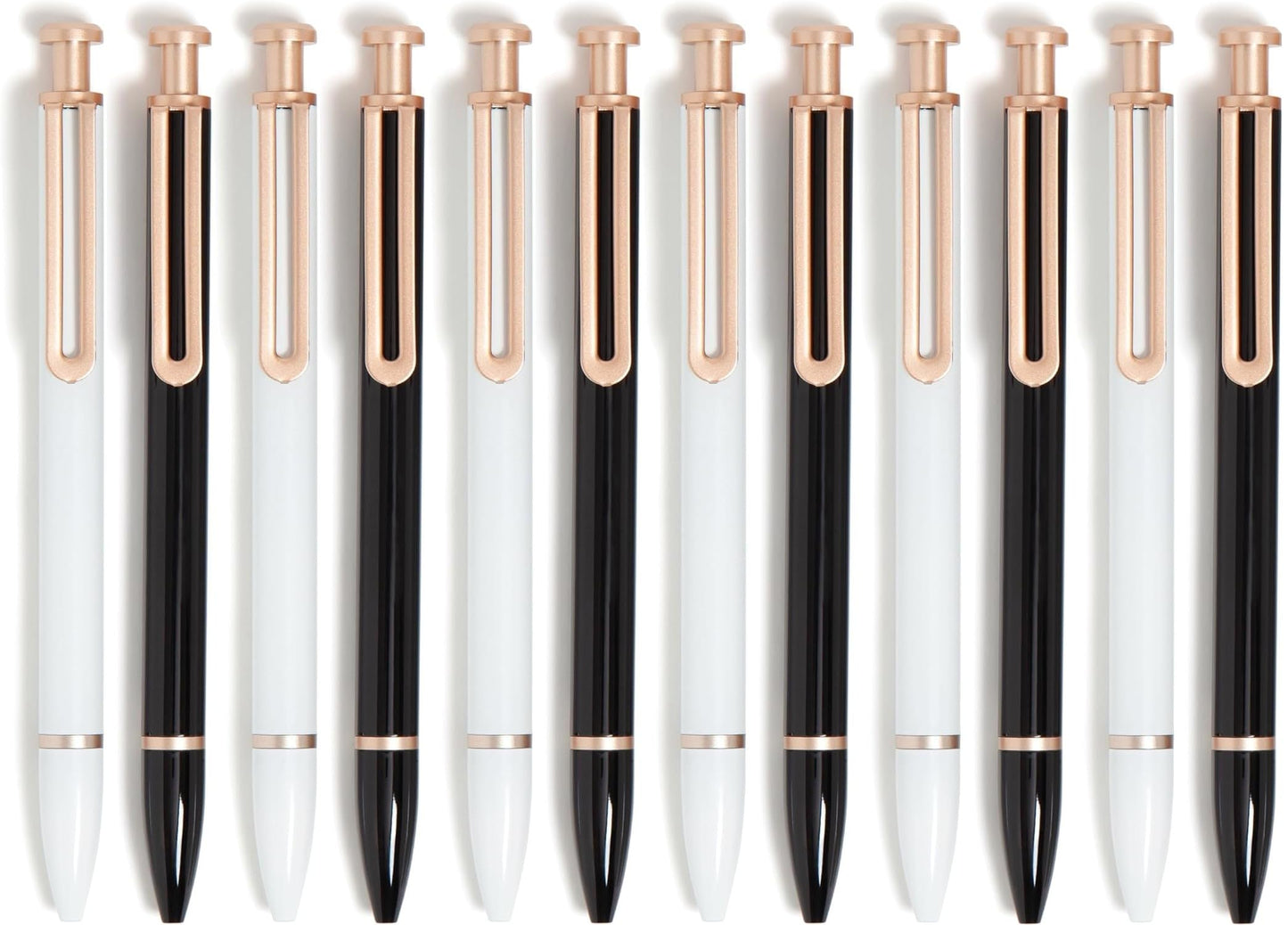 U Brands Monterey Ballpoint Pens, 12 Pack, Retractable, Black and White