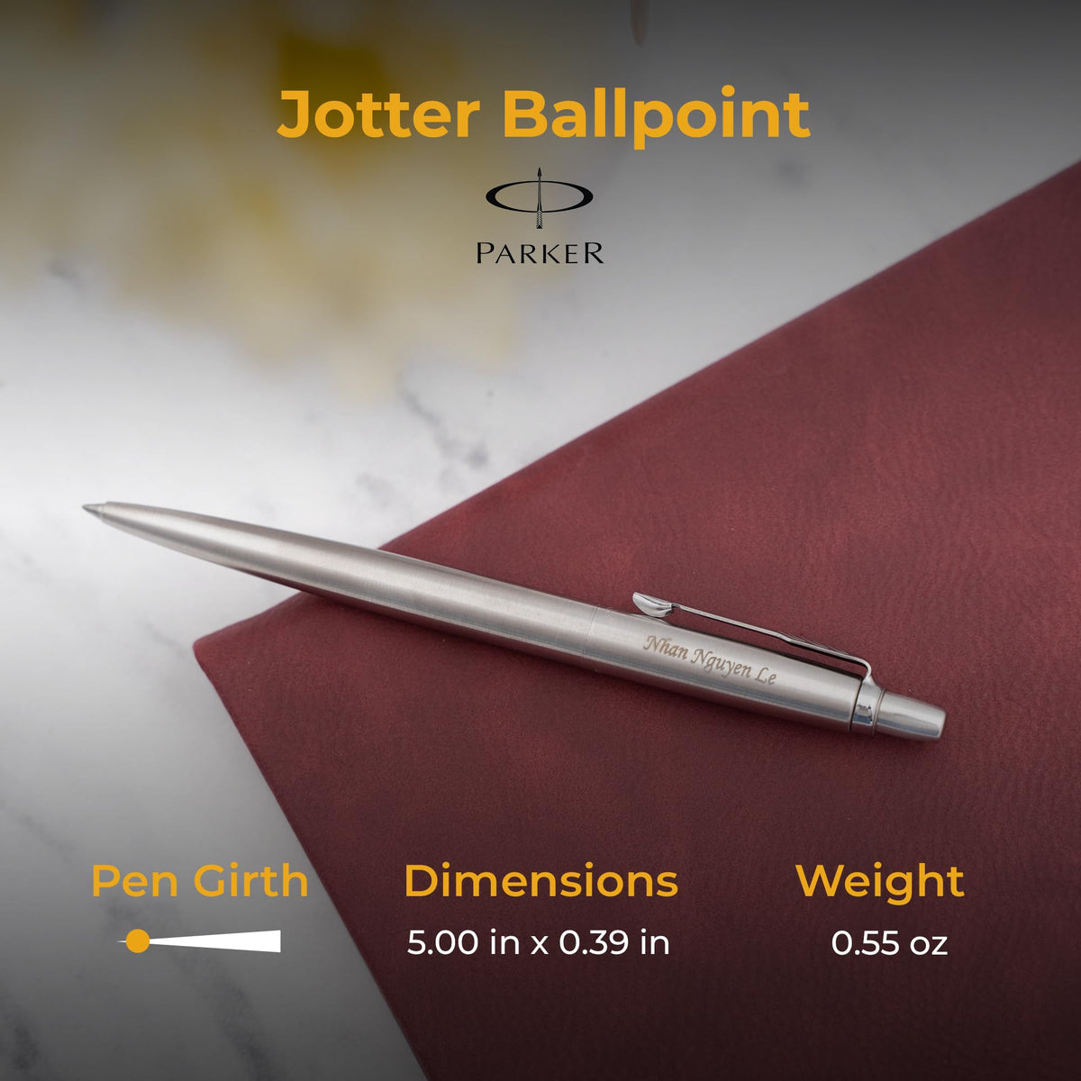 Parker Jotter Personalized Ballpoint Pen, Stainless Steel with Chrome Trim