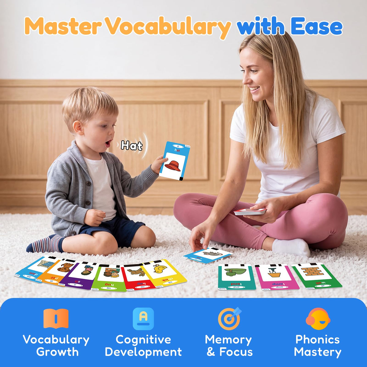 Sinoome Phonics Flip Book & Talking Flash Cards, Word Family Build Book Set