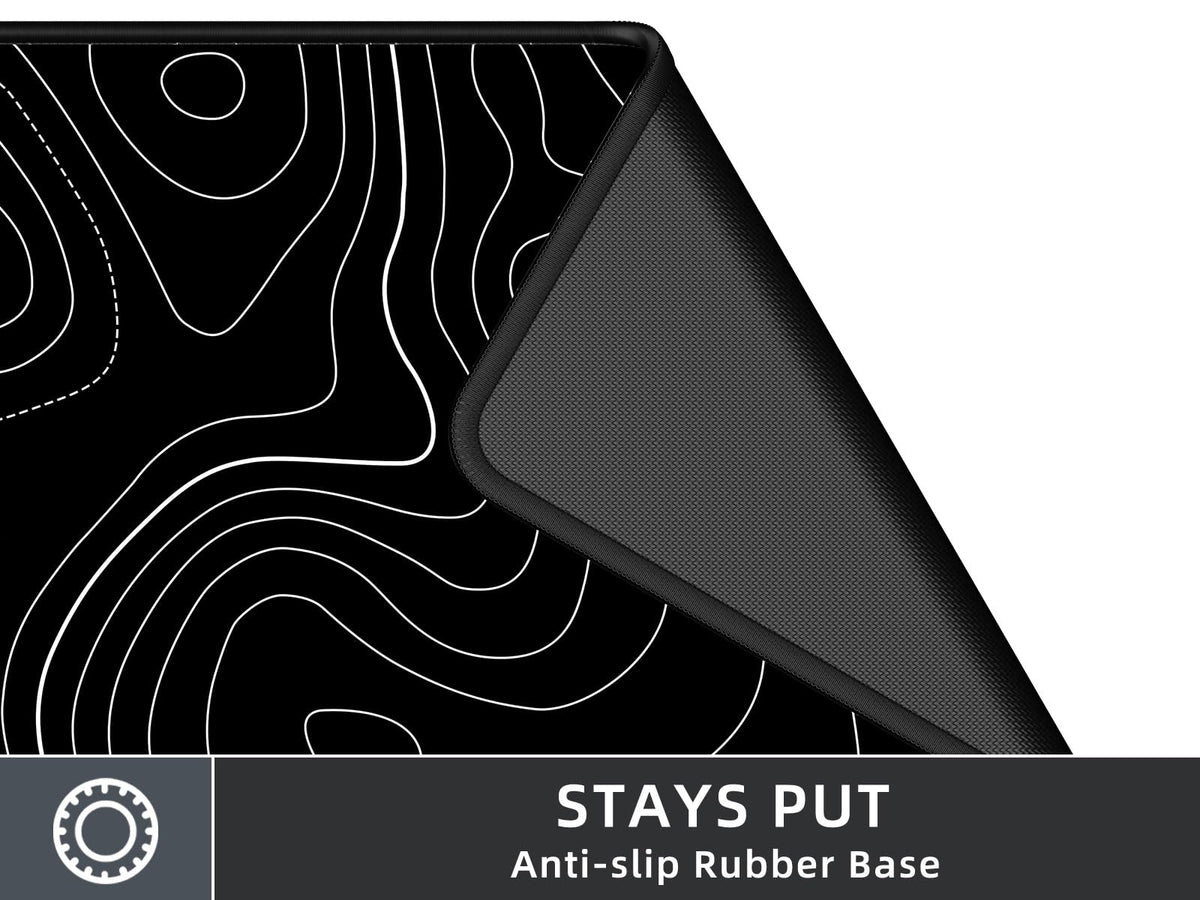 Rinaze Extra Large Gaming Mouse Pad with Black Topographic, XXL Mousepad, Big Mouse Mat Desk Pad