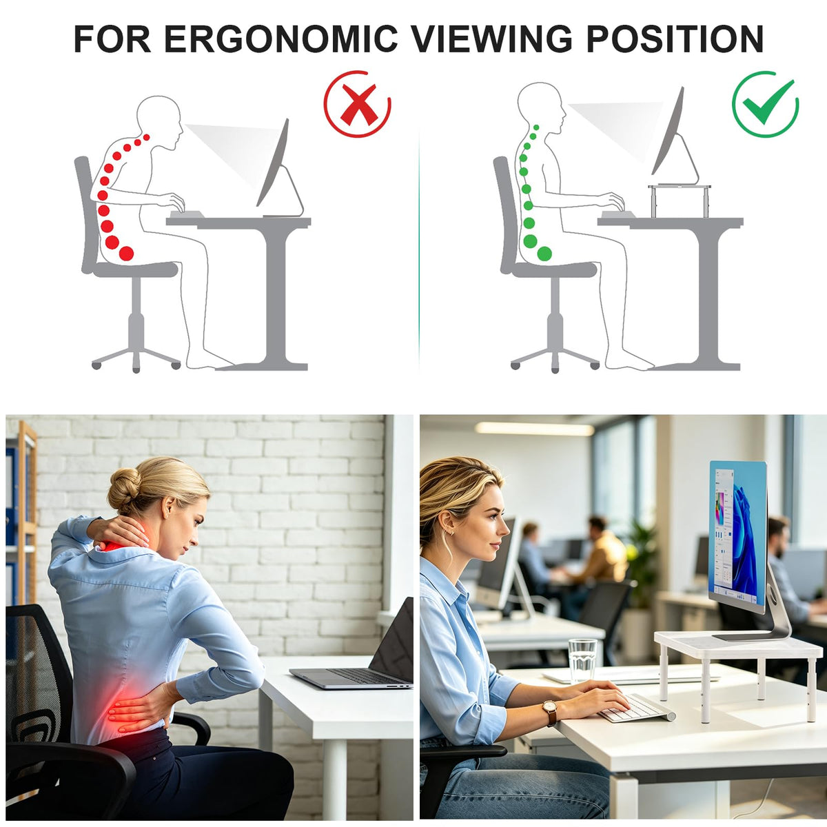 WALI Computer Monitor Stand for Desk, Adjustable Laptop Riser, up to 44 lbs