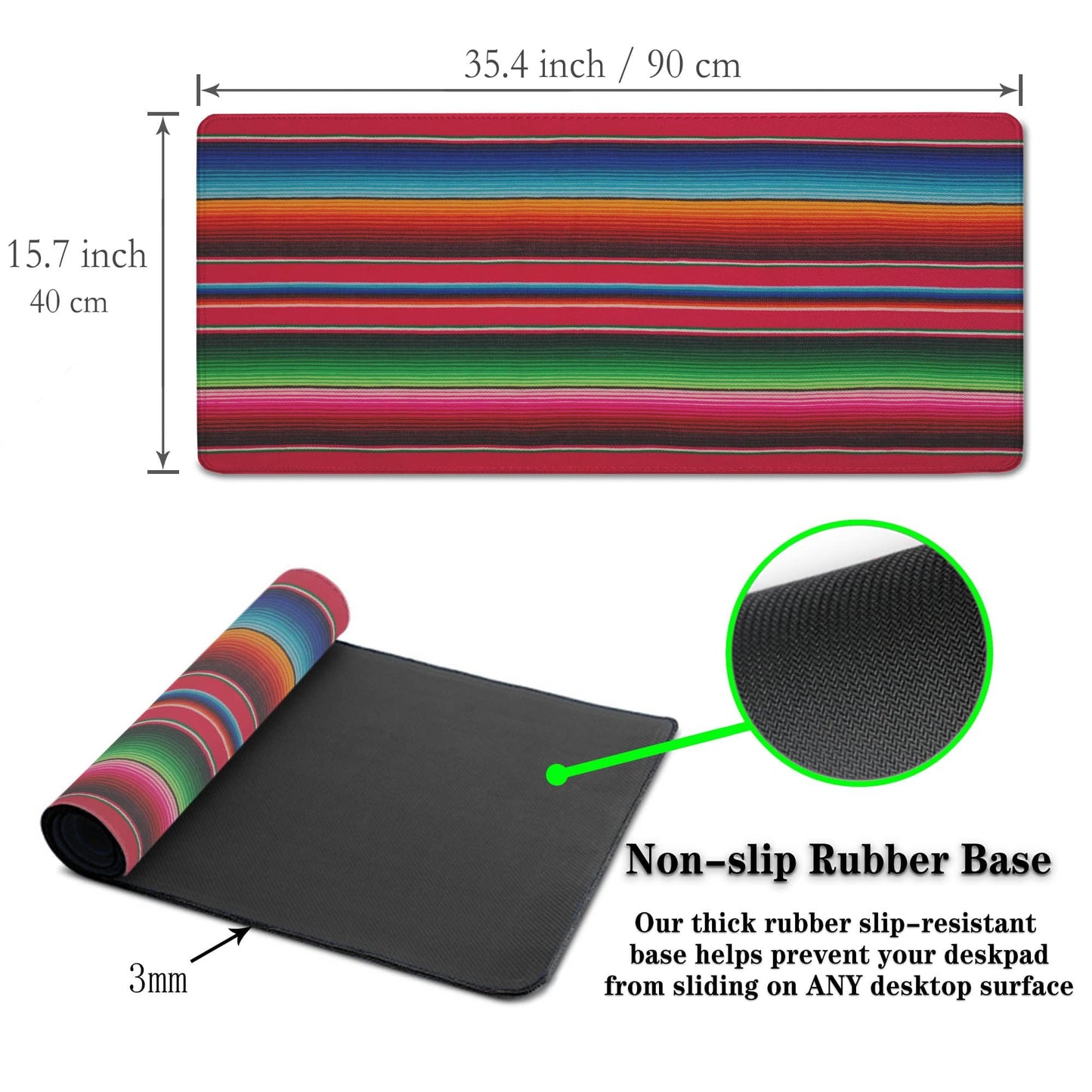 Samgula Desktop Mat Colorful, Desk Mouse Pad Gaming Desk Mats, Office Items Non-Slip Rubber Base